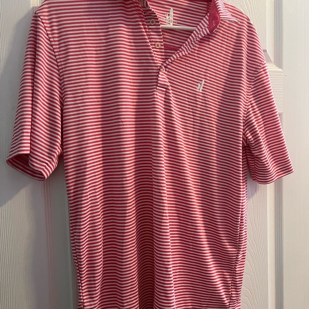 Johnnie-o men’s pink Striped Polo Shirt